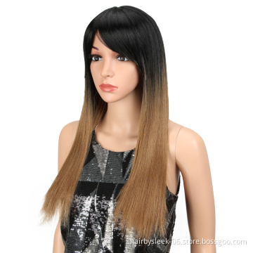 Hot sale 22 inches none lace synthetic wig Beautiful for women ombre color long straight hair wigs synthetic hair